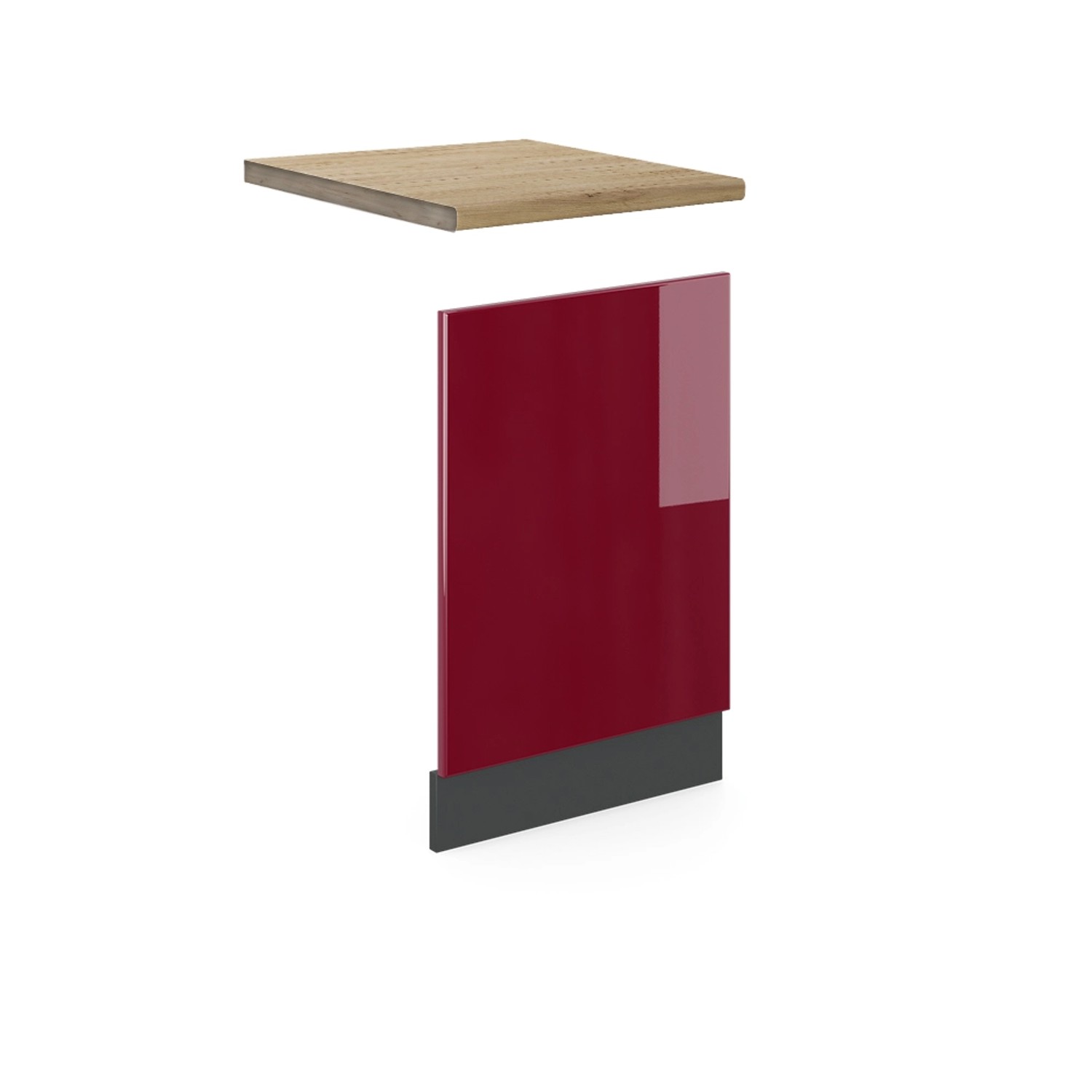 Vicco Frontblende R-Line Geschirrspüler Fronttür Rot/Anthrazit 45 cm AP Eiche