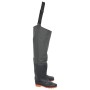 Dunkelgrüne vidaXL Watstiefel Größe 44 aus PVC-beschichtetem Polyester mit verstellbaren Hosenträgern.