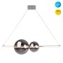 Moderne, dimmbare LED-Pendelleuchte Nova Chrome mit Rauchglaskugeln.