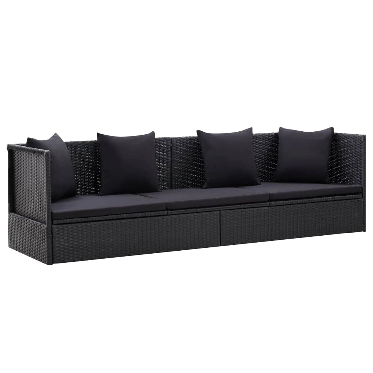 Gartensofa Mit Auflage Und Kissen Poly Rattan Schwarz günstig online kaufen