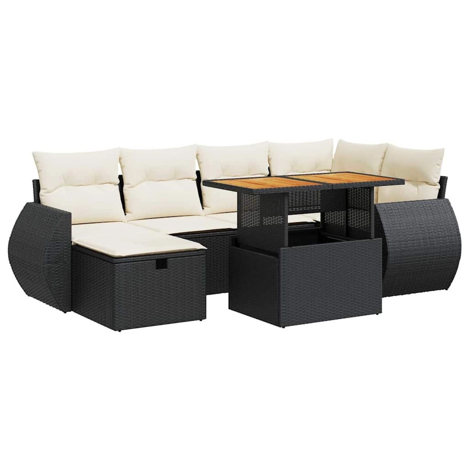 vidaXL 8-Tlg Garten-Sofagarnitur mit Kissen Schwarz Poly Rattan 3328057 günstig online kaufen