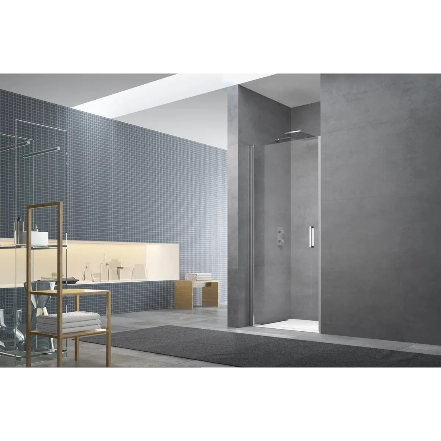 Swiss Aqua Technologies Duschtür Nischentür Walk-In mit Easy-Clean-Glas 90CM Chrom