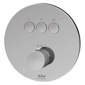 Kronenbach Unterputz Thermostat für 3 Verbraucher, runde Chrom Ausführung mit Smart Push.