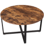 Runder Couchtisch Indie von holz4home im Industrie-Stil mit Holzplatte und schwarzem Metallgestell.