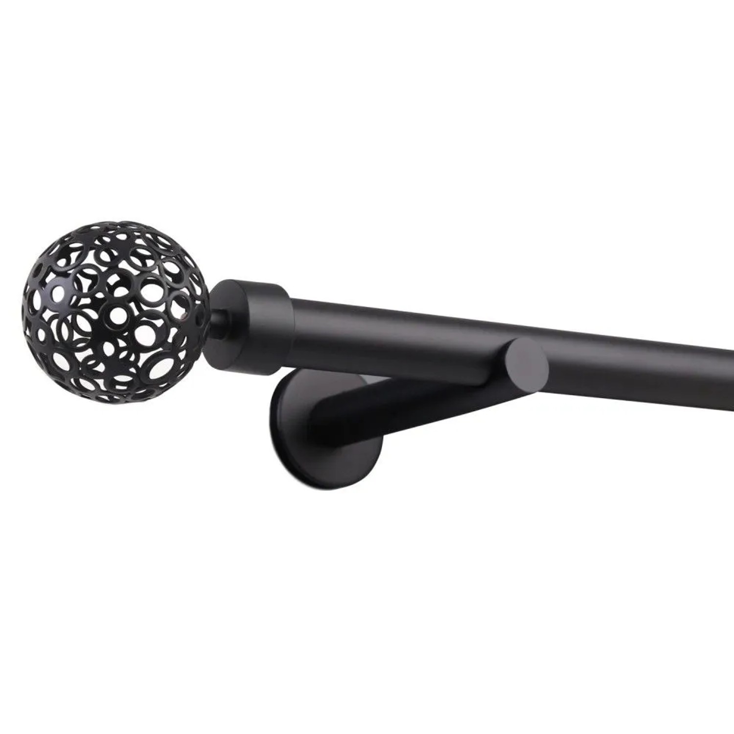 Deco-Raum Gardinenstange nach Maß 1-Lauf Kugel Ø 25mm Schwarz 360cm