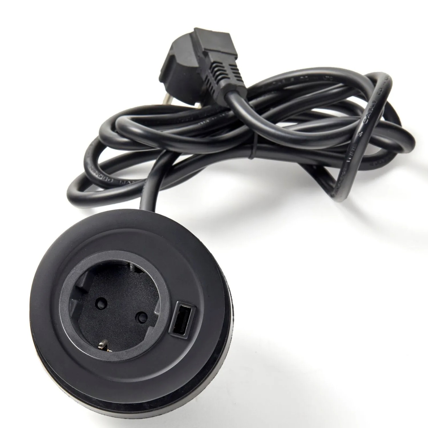 SOTECH Einbausteckdose Rund Ø85 mm Schwarz mit Je 1x Schuko und USB A