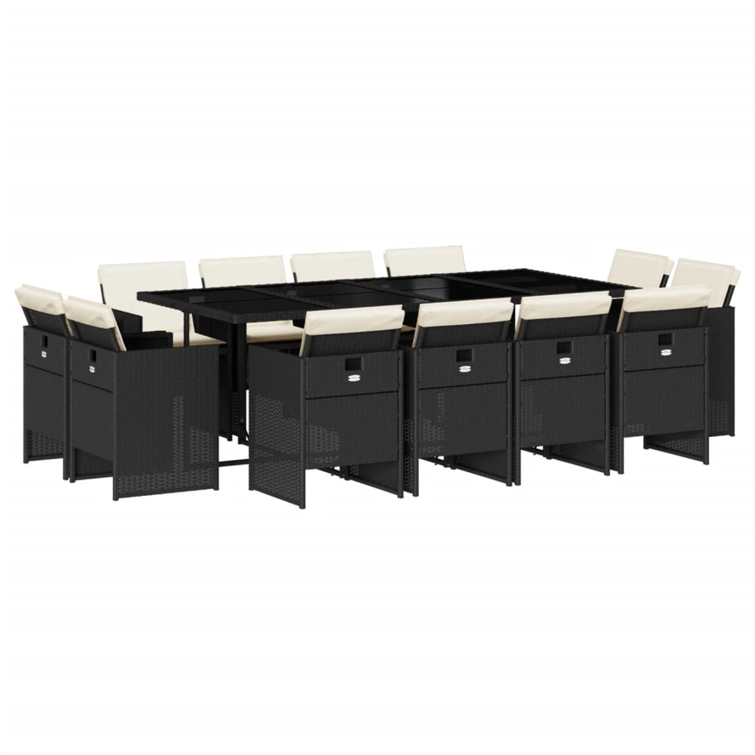 vidaXL 13-Tlg Garten-Essgruppe mit Kissen Schwarz Poly Rattan 3210678 günstig online kaufen