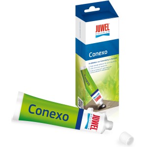 Juwel Conexo Dekorationskleber, 80ml Tube und Verpackung.