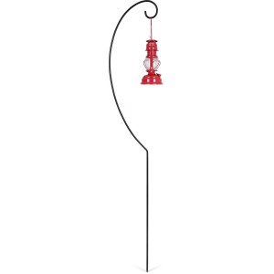 Schwarzer Feuerhand Laternenhalter mit roter Sturmlaterne Baby Special. Ideal für Garten & Terrasse.