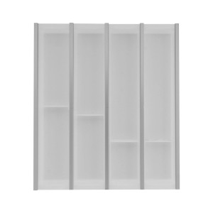 Ninka Cuisio Besteckeinsatz, weißer transluzenter Kunststoff mit Aluminiumprofilen. Besteckkasten mit variablen Fächern für Schubladen.