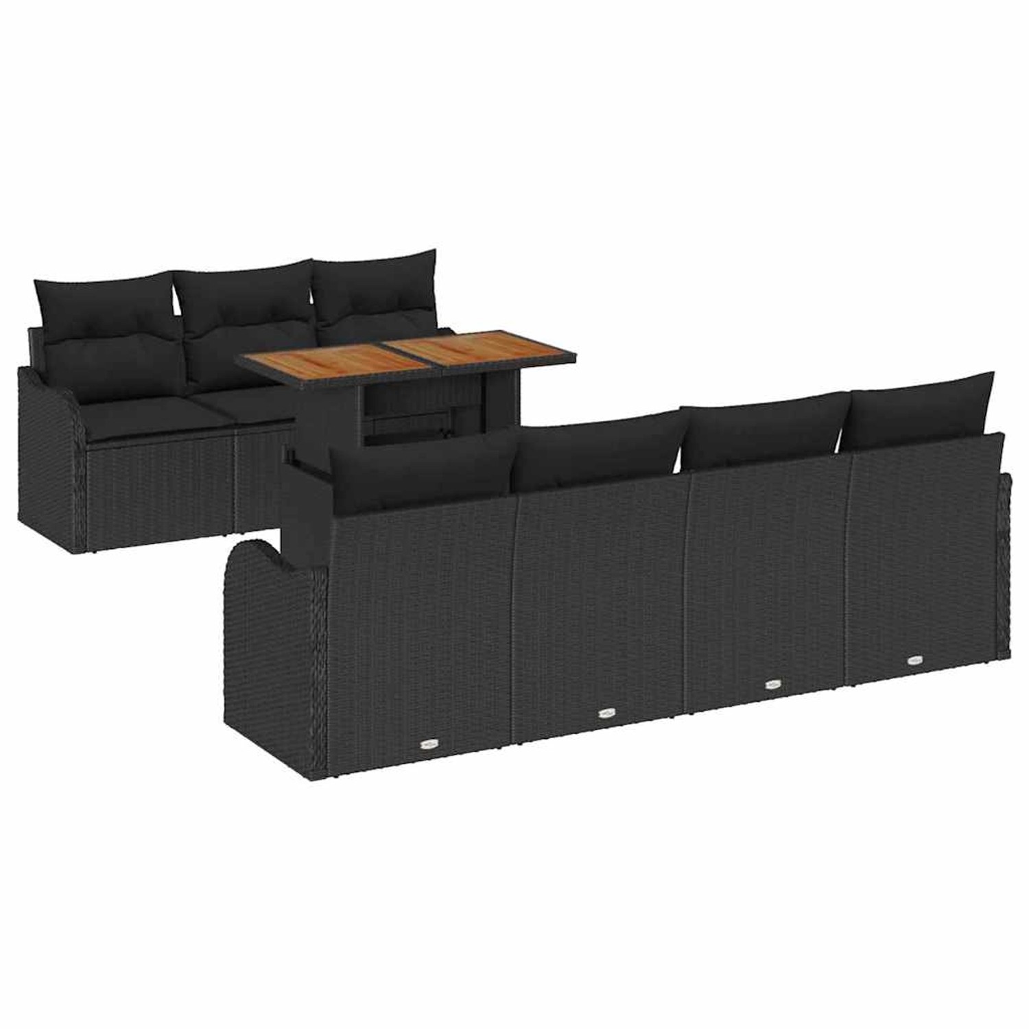 vidaXL 8-Teiliges Garten-Sofa-Set mit Kissen Schwarzes Poly Rattan 3358158 günstig online kaufen