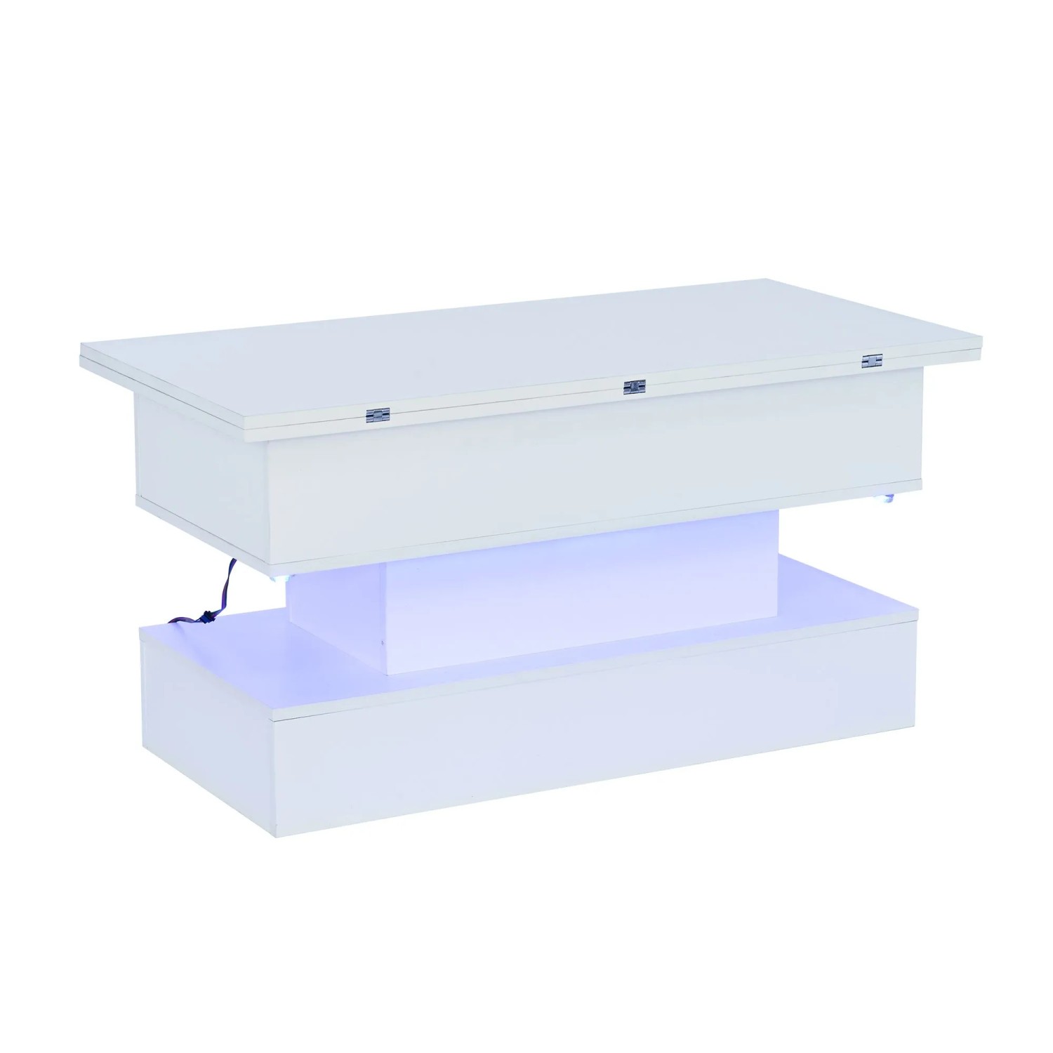 Merax Couchtisch Höhenverstellbar mit Steckdose USB C USB LED Stauraum Weiß