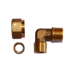 Ich-Zapfe Anschlussknie 3/8 Zoll für Delfin TS 2100/3100, Goldfarbenes Metall.