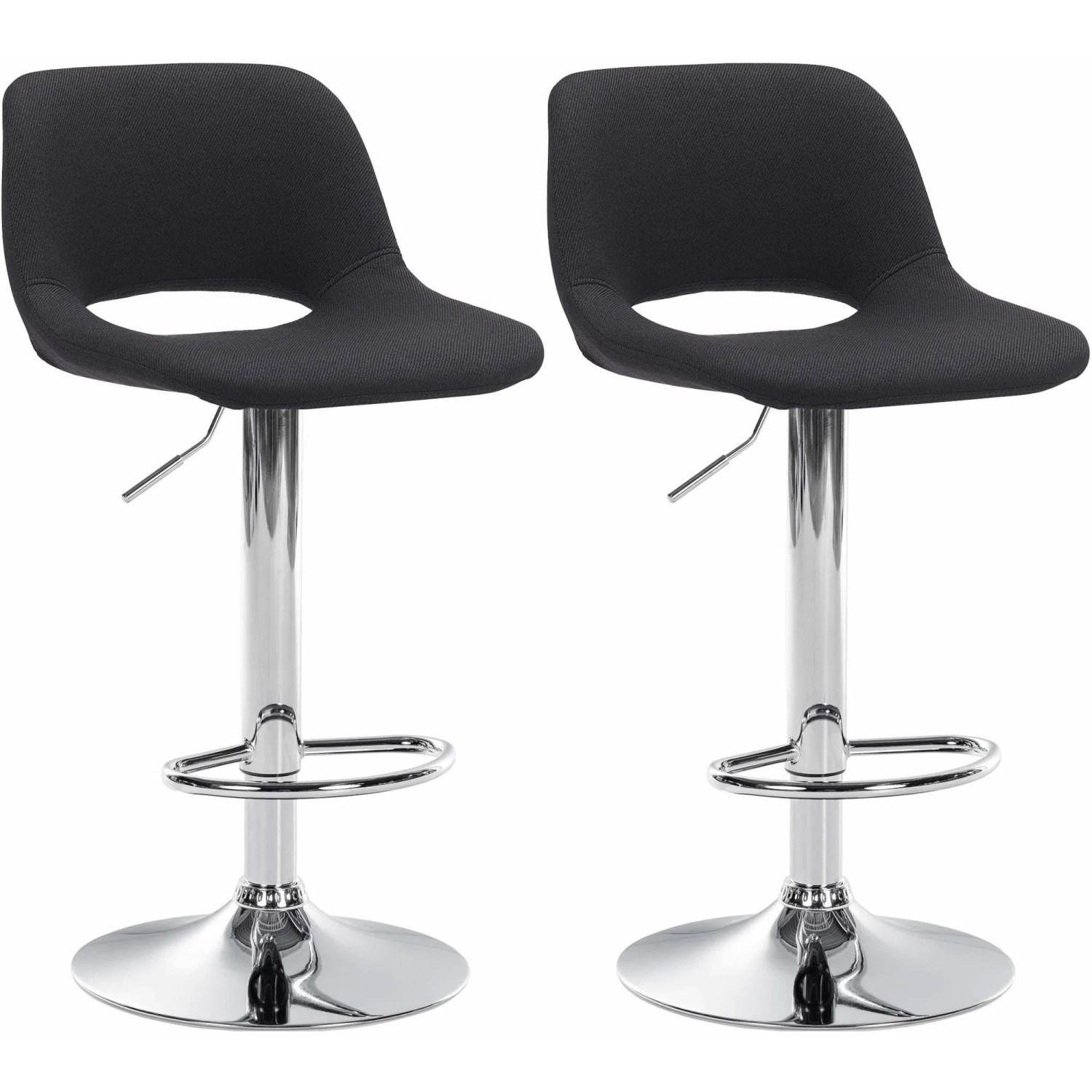 DELUKE Barhocker 2er Set JAKSON Schwarz Stoff Chrom Barstuhl Mit Lehne Tresenhocker Tresenstuhl