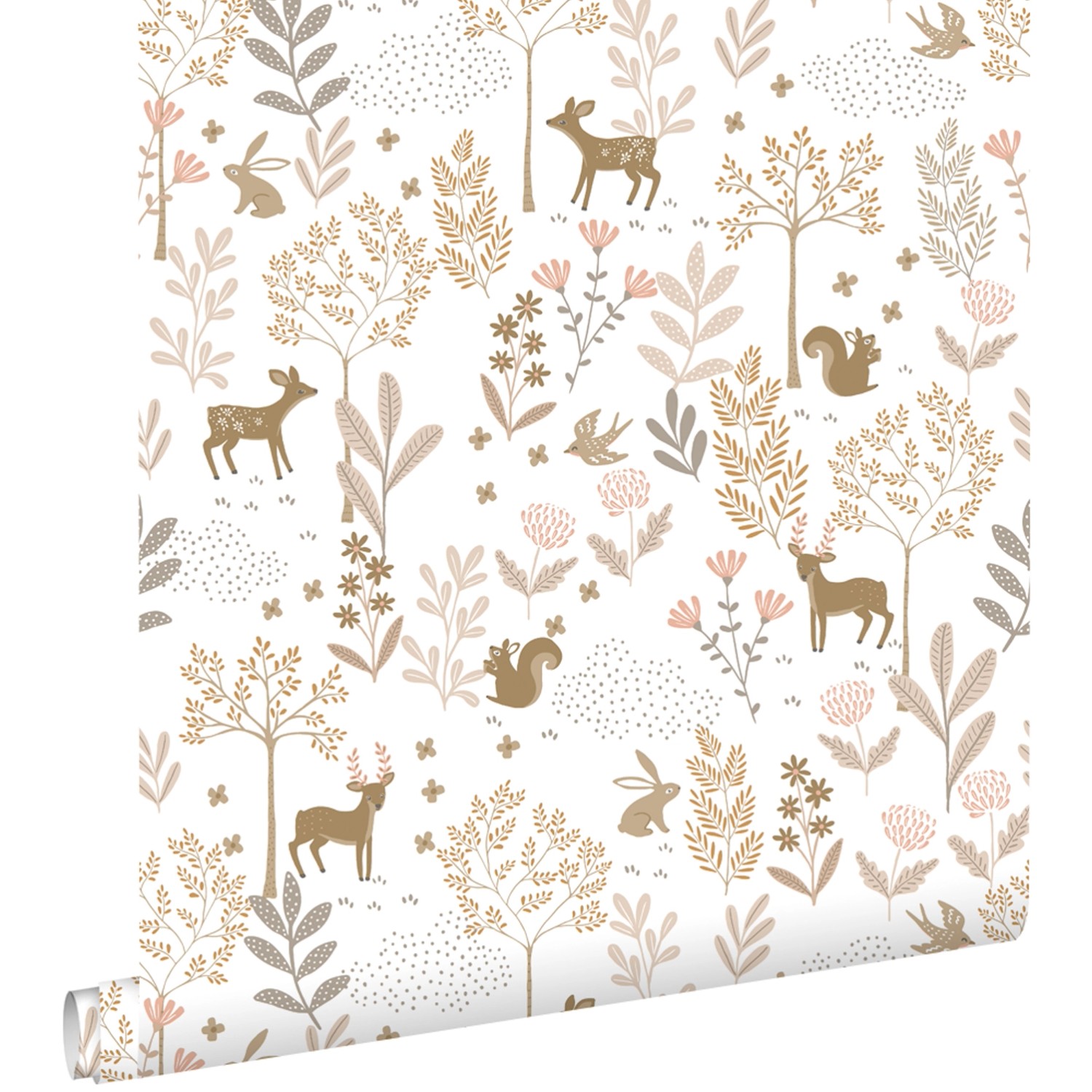 ESTAhome Tapete Wald mit Waldtieren Terrakottarosa und Beige 53 cm x 10.05 günstig online kaufen