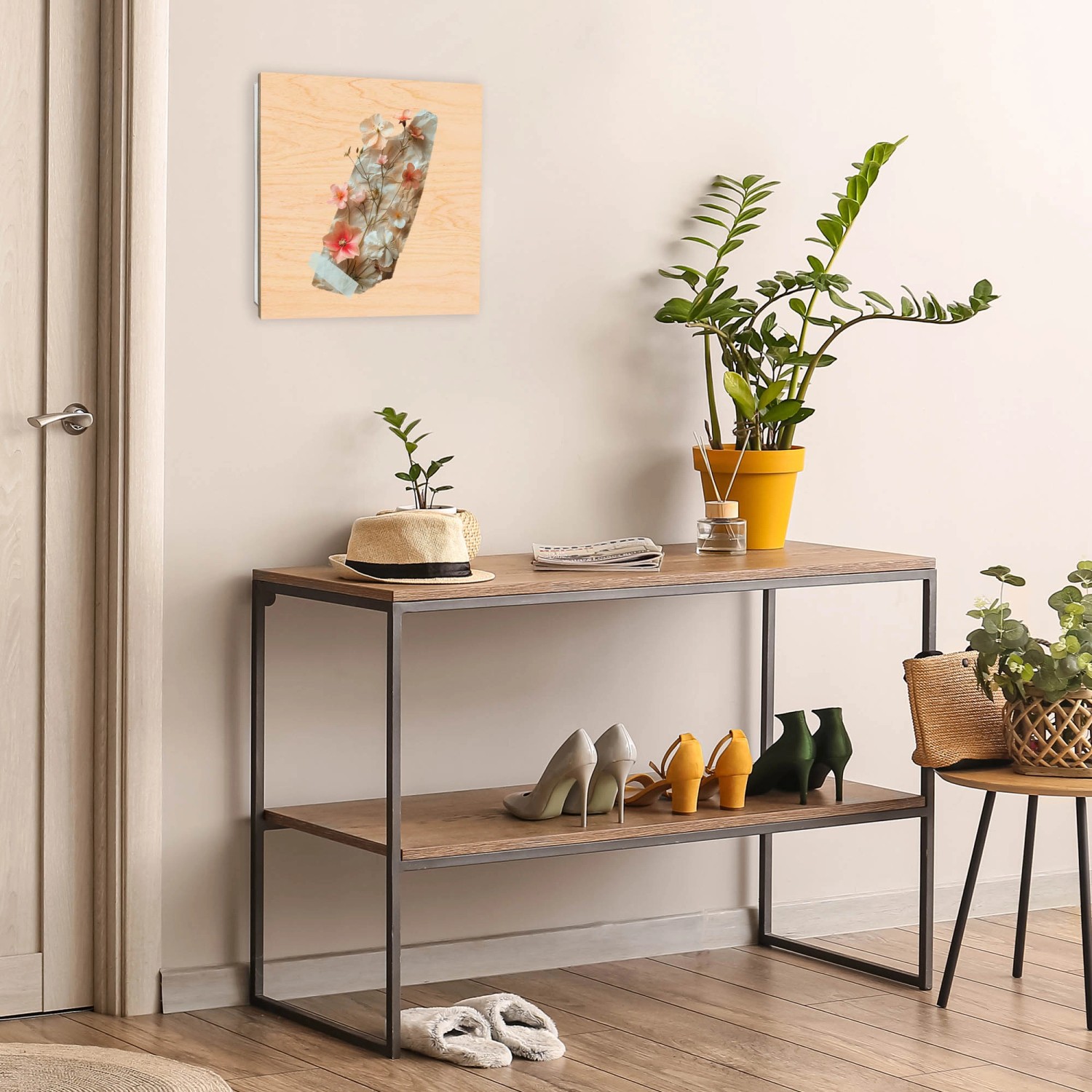 Banjado Schlüsselkasten 30x30cm mit Blütenmotiv, weiß. Schlüsselaufbewahrung für die Wand.