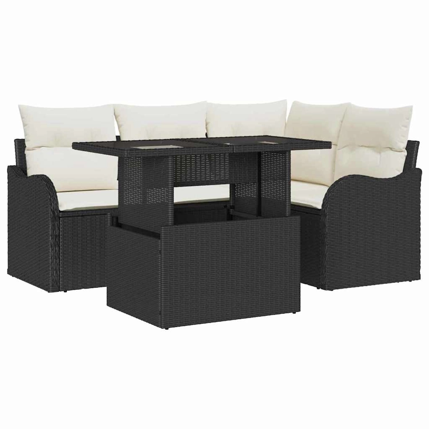 vidaXL Garten-Sofa-Set mit Kissen 5-Tlg Schwarz Poly Rattan 3348453 günstig online kaufen