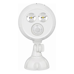 Weißer Mr. Beams LED-Außenstrahler MBN380 mit Bewegungsmelder für den Außenbereich.