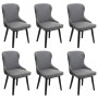 6er-Set Polsterstühle M60 in Dunkelgrau/Hellgrau mit Holzbeinen für Esszimmer.