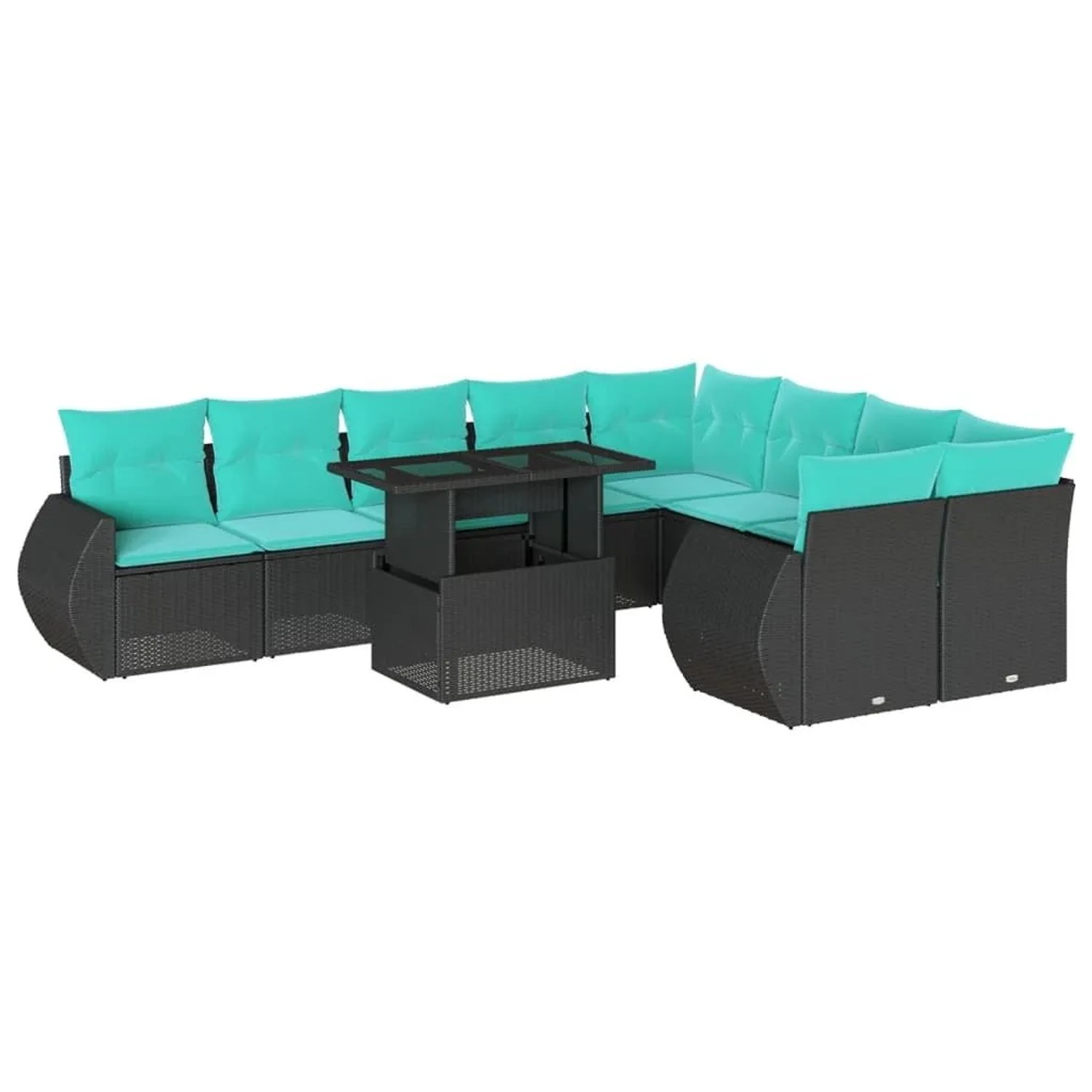 vidaXL 10-Tlg Gartensofa-Set mit Kissen Schwarz Polyrattan 3268757 günstig online kaufen