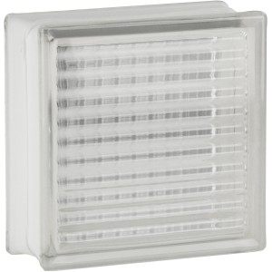 Klarer Glasstein 19x19 cm mit gekreuzter Struktur für Innen & Außen.