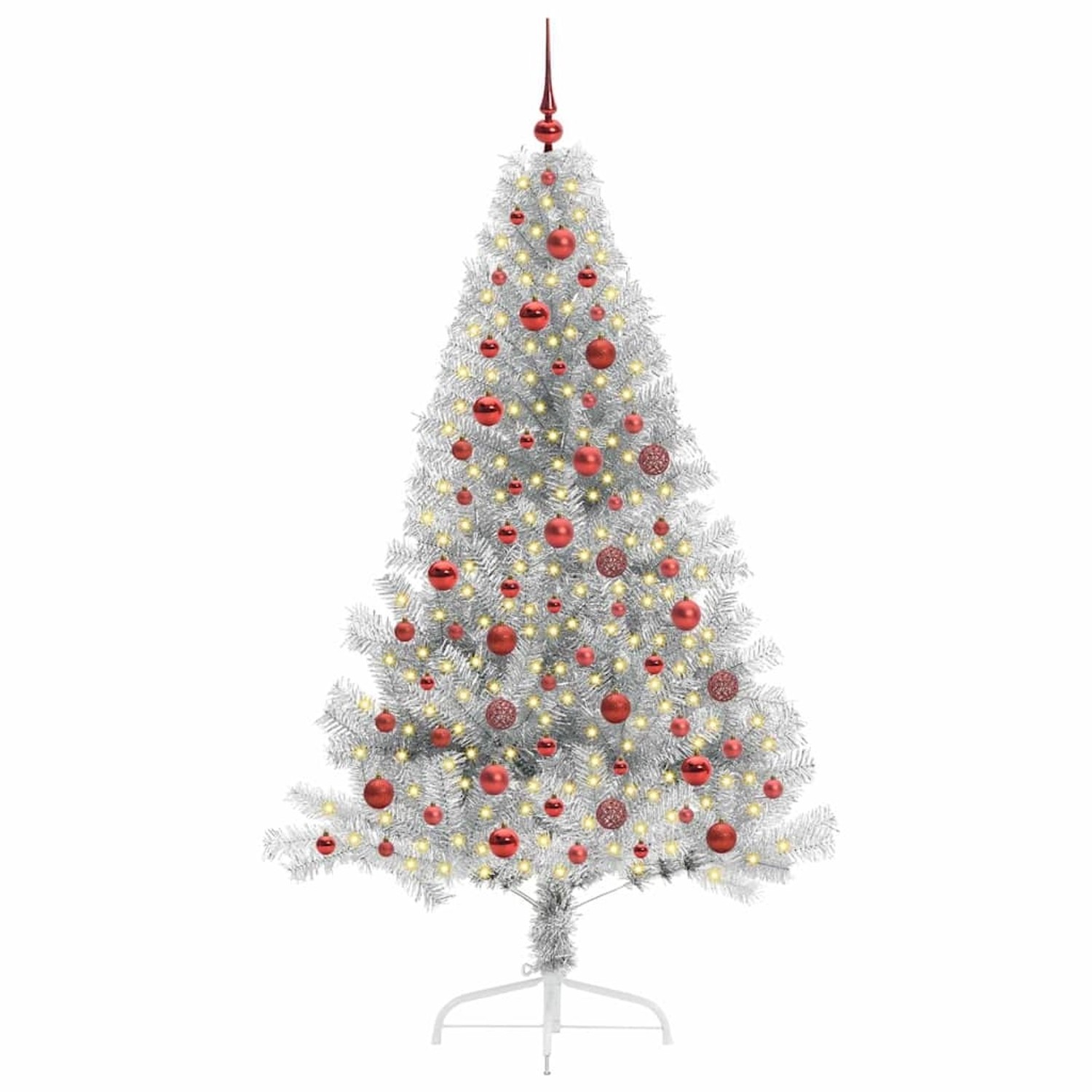vidaXL Künstlicher Vorbeleuchteter Weihnachtsbaum Silber 180 cm 3397206