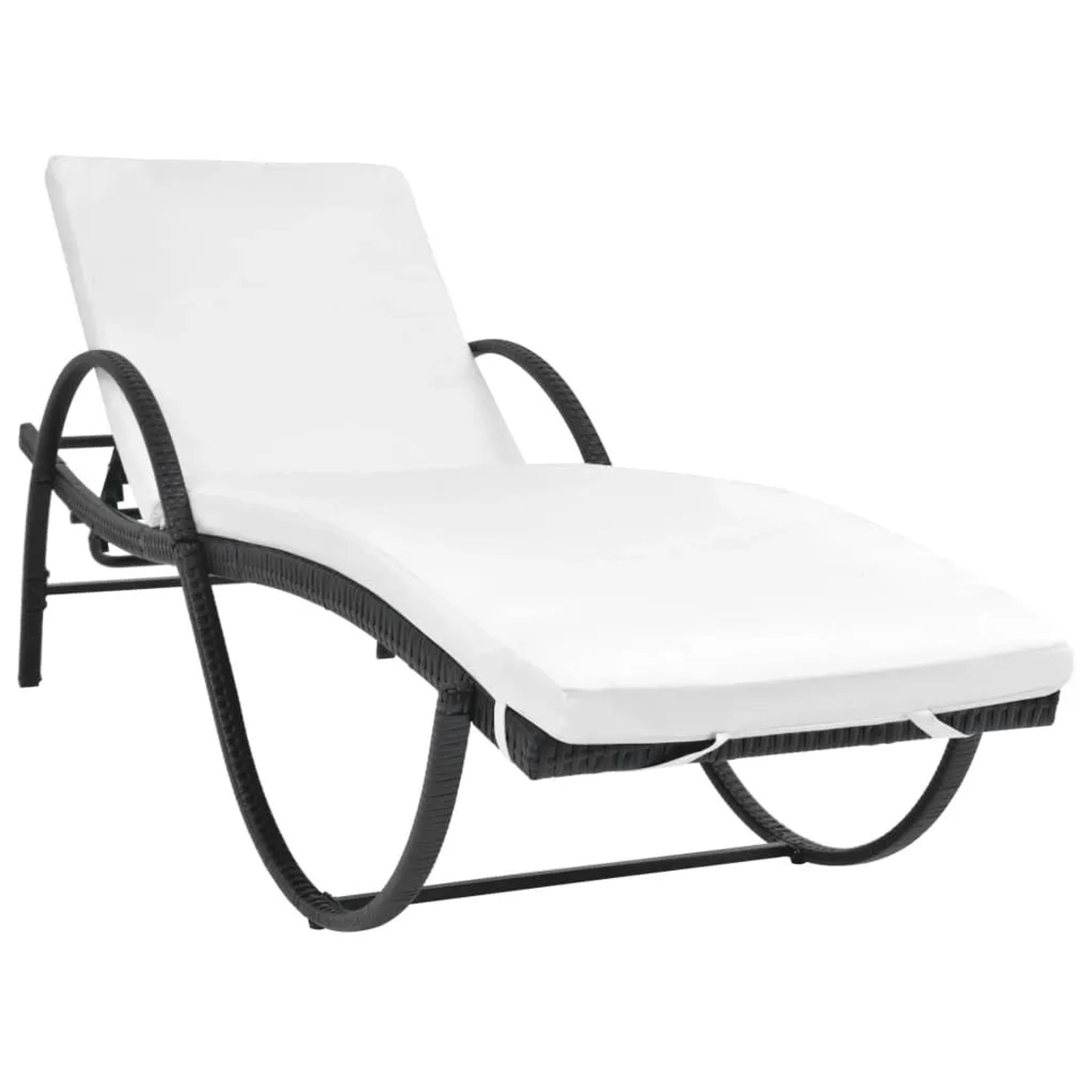 Furnicato Sonnenliege Poly Rattan Mit Polsterauflage 193x64x56 Cm Schwarz