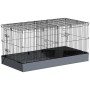 PawHut Kleintierkäfig aus Stahl und Oxfordstoff, schwarz/grau, 121x61x61 cm.