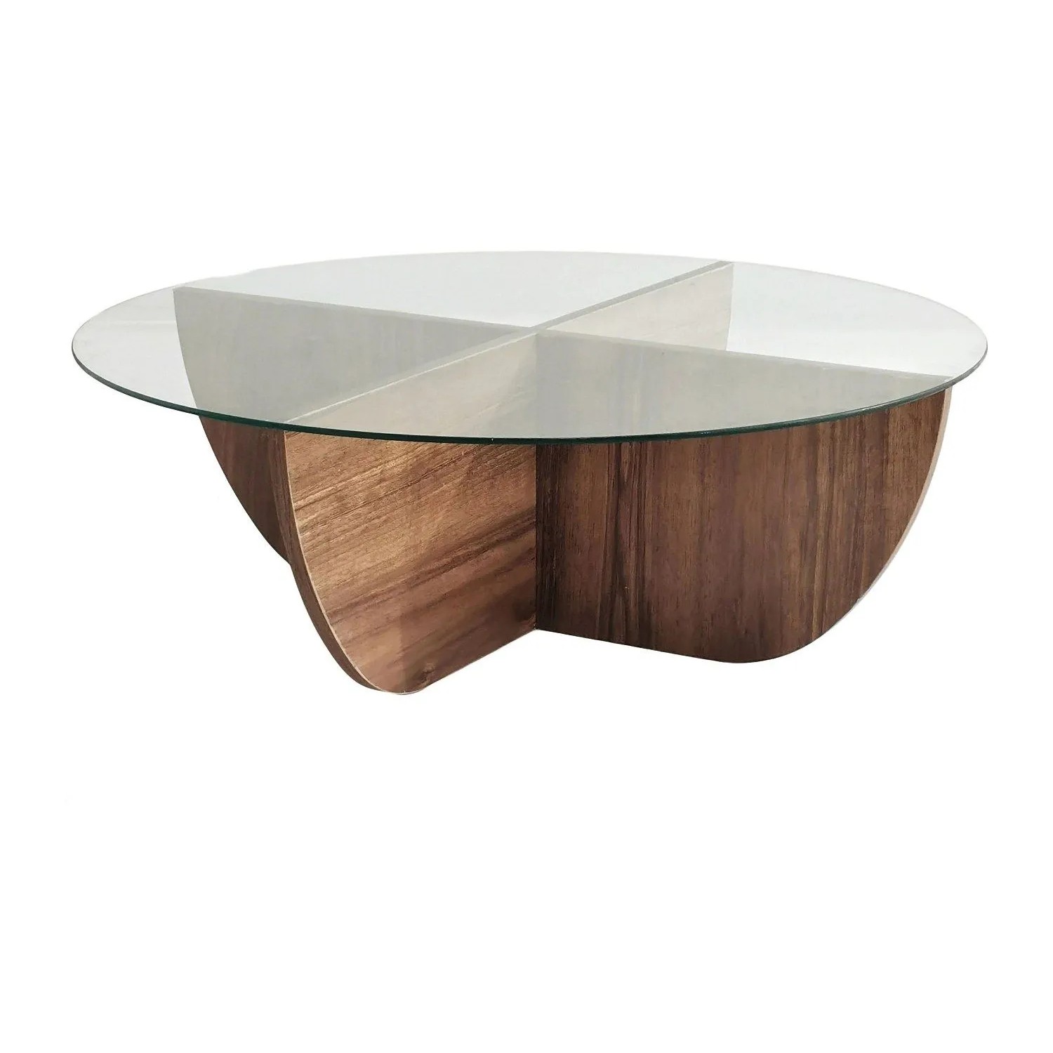 Vente-unique Couchtisch Aysun Transparent  Naturfarben Dunkel 90 cm
