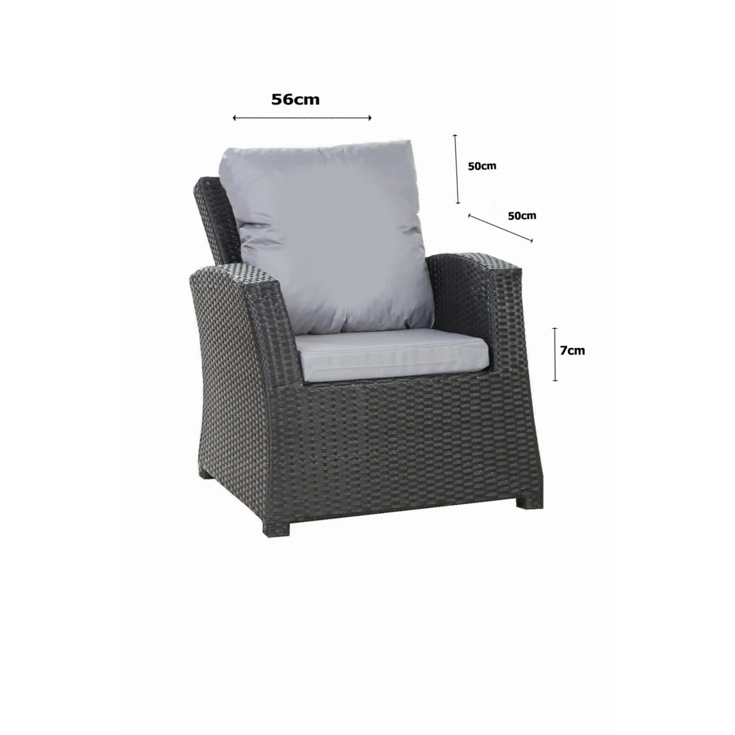 Setgarden Mix Sitzkissen Für Polyrattan Sessel 50x52x7 Sitz + 50x56 cm Rückenlehne 1tlg Grau_4
