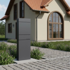 Relaxdays Standbriefkasten Stahl Anthrazit Abschließbar Zeitungsfach 111 cm x 39,5 cm x 14 cm