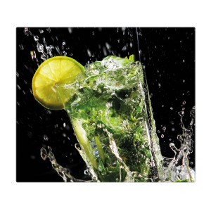 Banjado Glas Herdabdeckplatte mit Brasilianischer Cocktail Motiv, 60x52cm.