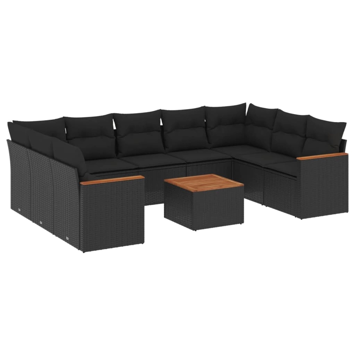 vidaXL 10-Tlg Garten-Sofagarnitur mit Kissen Schwarz Poly Rattan 3226279 günstig online kaufen