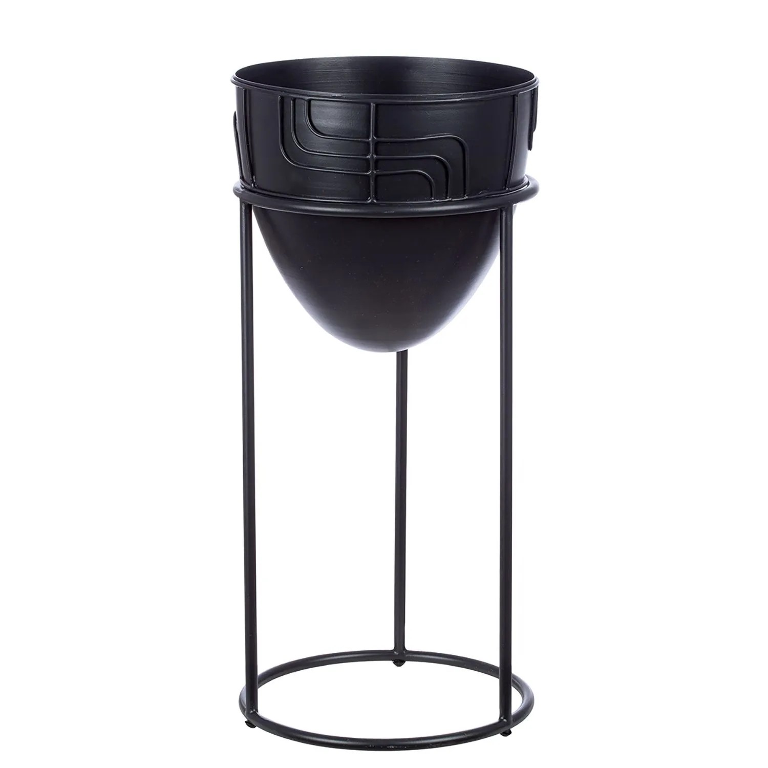 Gilde Übertopf Labyrinth Schwarz 50 cm x Ø 23,5 cm