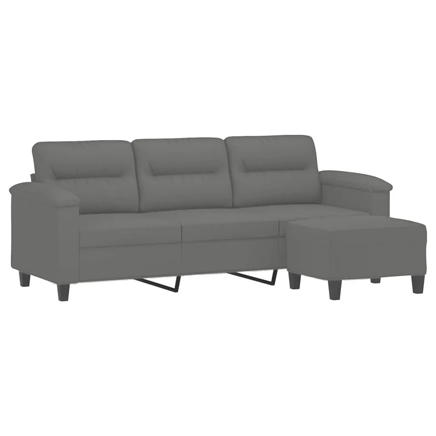 vidaXL 3-Sitzer-Sofa mit Hocker Dunkelgrau 180 cm Mikrofasergewebe 3201233 günstig online kaufen