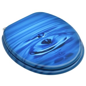 vidaXL Toilettensitz mit Deckel MDF Blau Wassertropfen-Design 146906