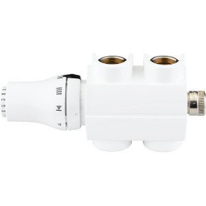 Anschlussgarnitur für Badheizkörper mit Mittelanschluss, gerade Ausführung.