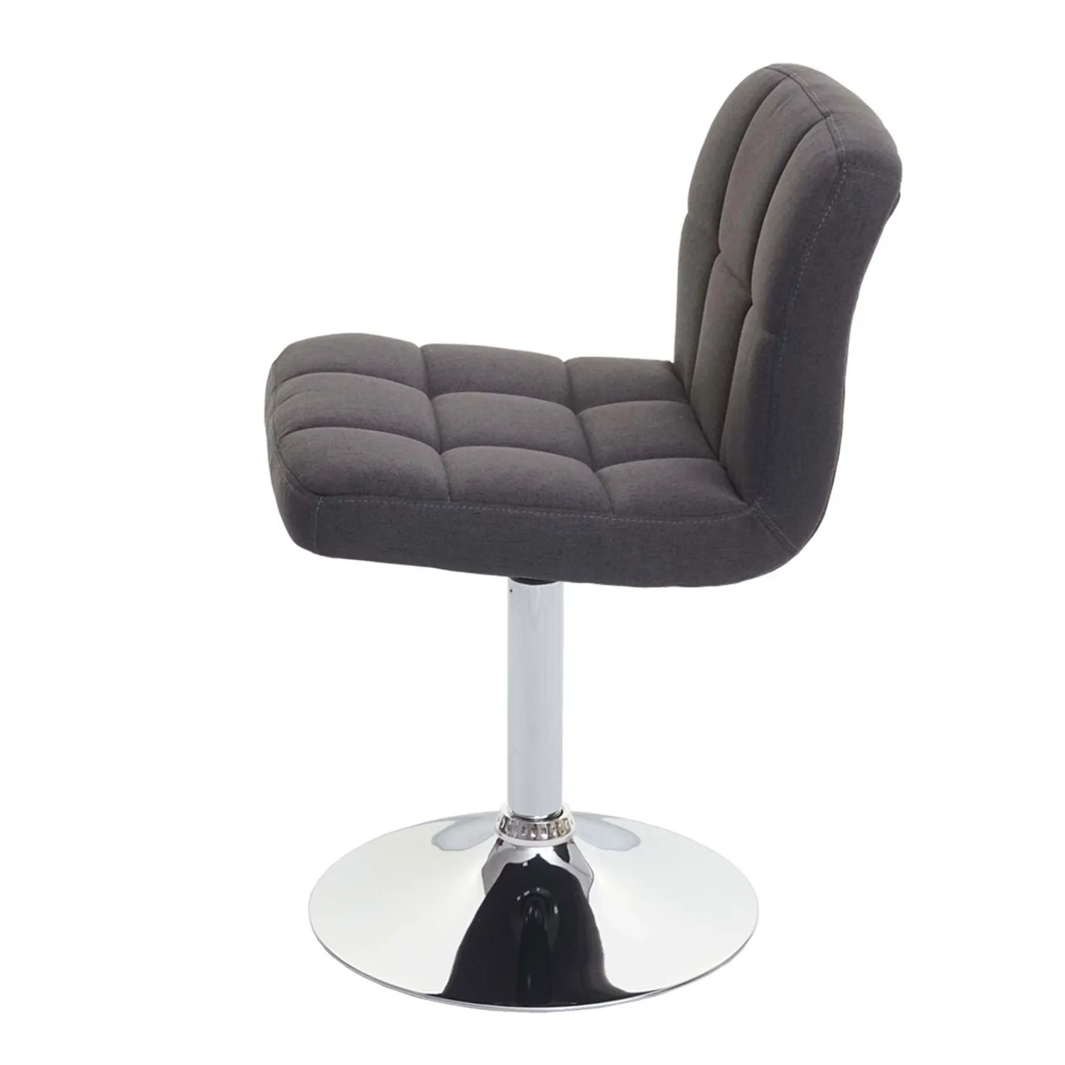 Dunkelgrauer MCW Esszimmerstuhl Cadiz (6er-Set) mit Ziernähten und Chromfuß.