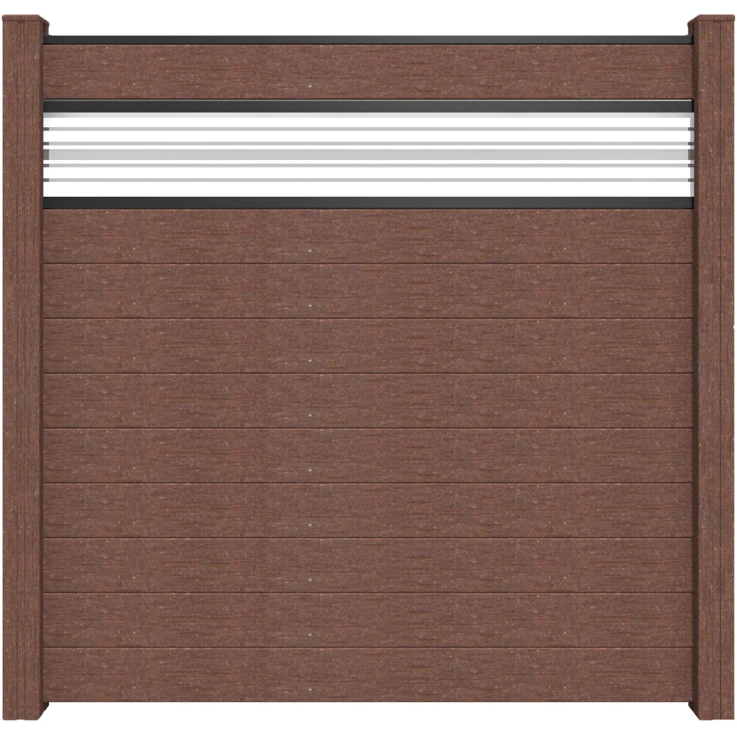 GroJa Steckzaun Solid mit Glas-Designeinsatz 30 cm 180x180x1,9 cm Terra