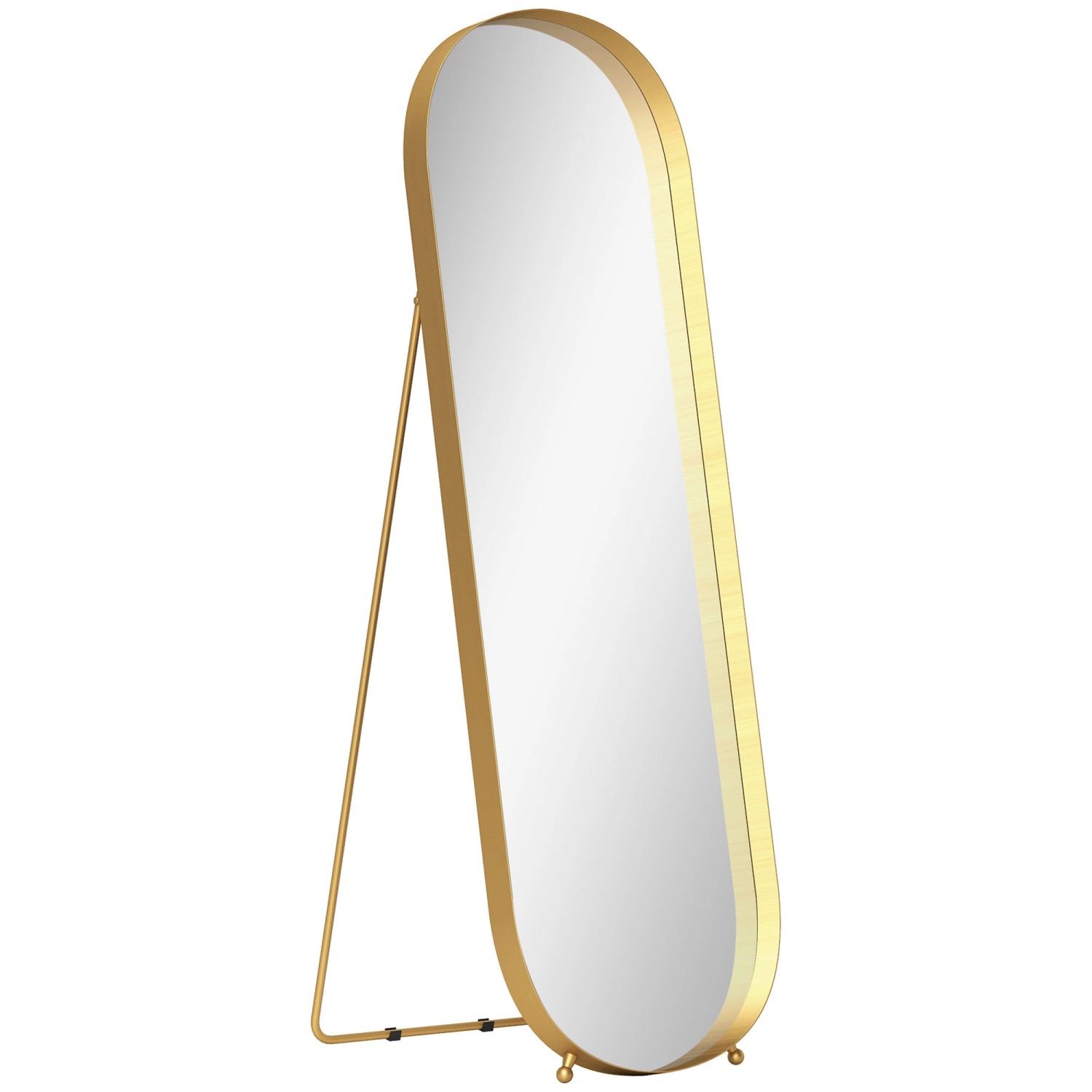 HOMCOM Ganzkörperspiegel Metall Glas 50L x 6B x 160H cm Gold