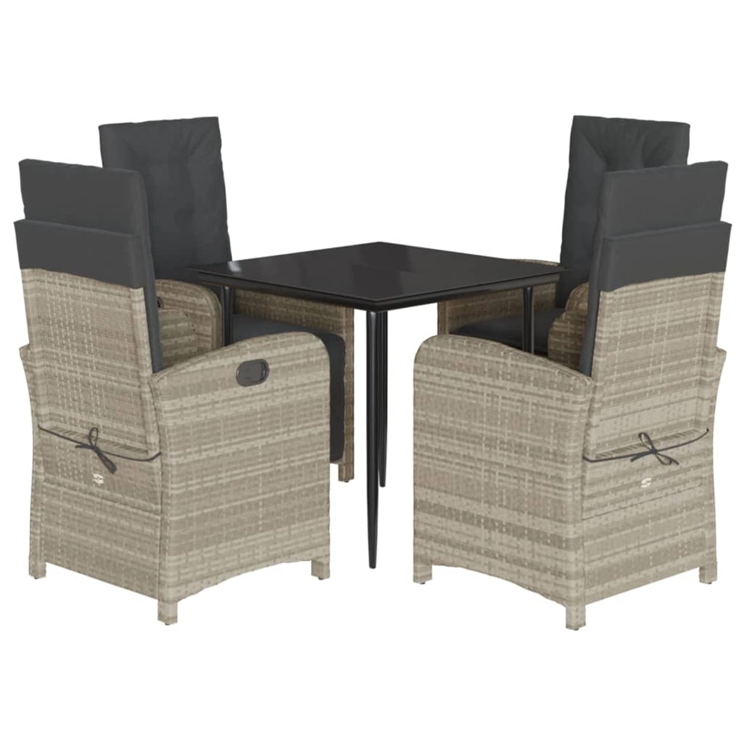 vidaXL 5-Tlg Garten-Essgruppe mit Kissen Hellgrau Poly Rattan 3212599 günstig online kaufen