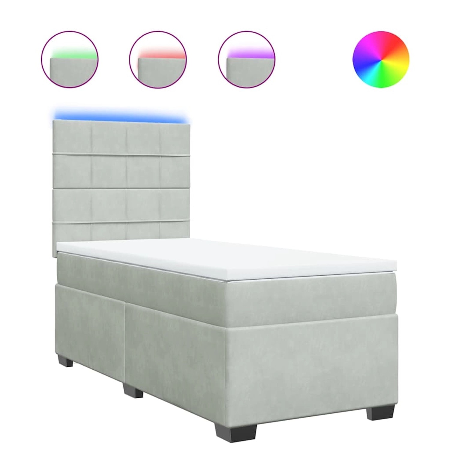 vidaXL Boxspringbett mit Matratze Hellgrau 90x190 cm Samt 3293086 günstig online kaufen