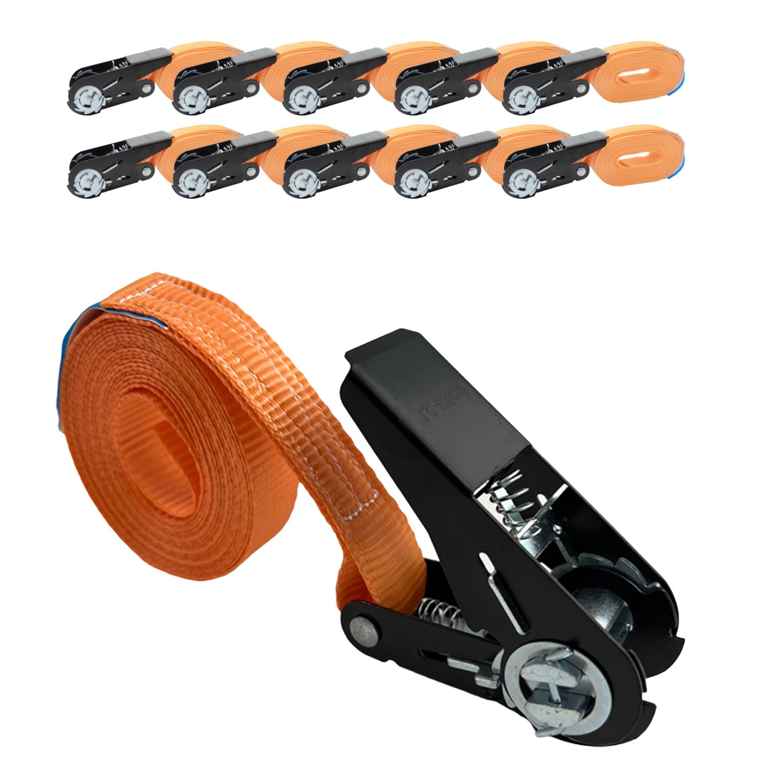 TRUTZHOLM 10x Ratschen Spanngurt 1 Teilig 4m 0,8t 800kg Schwarzes Schloss Orange