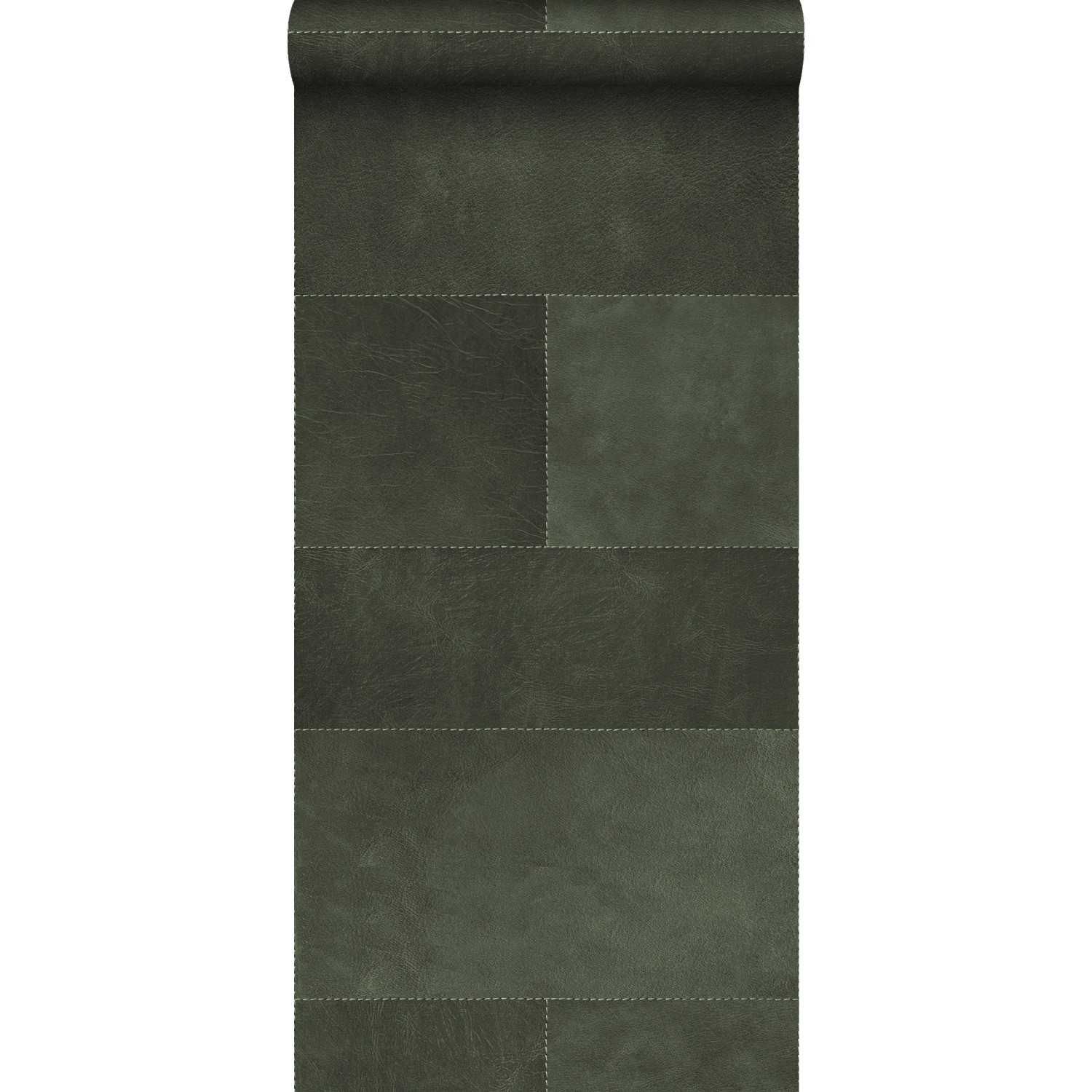 Origin Wallcoverings XXL-Vliestapete Fliesenmuster mit Lederoptik Dunkelgrü günstig online kaufen