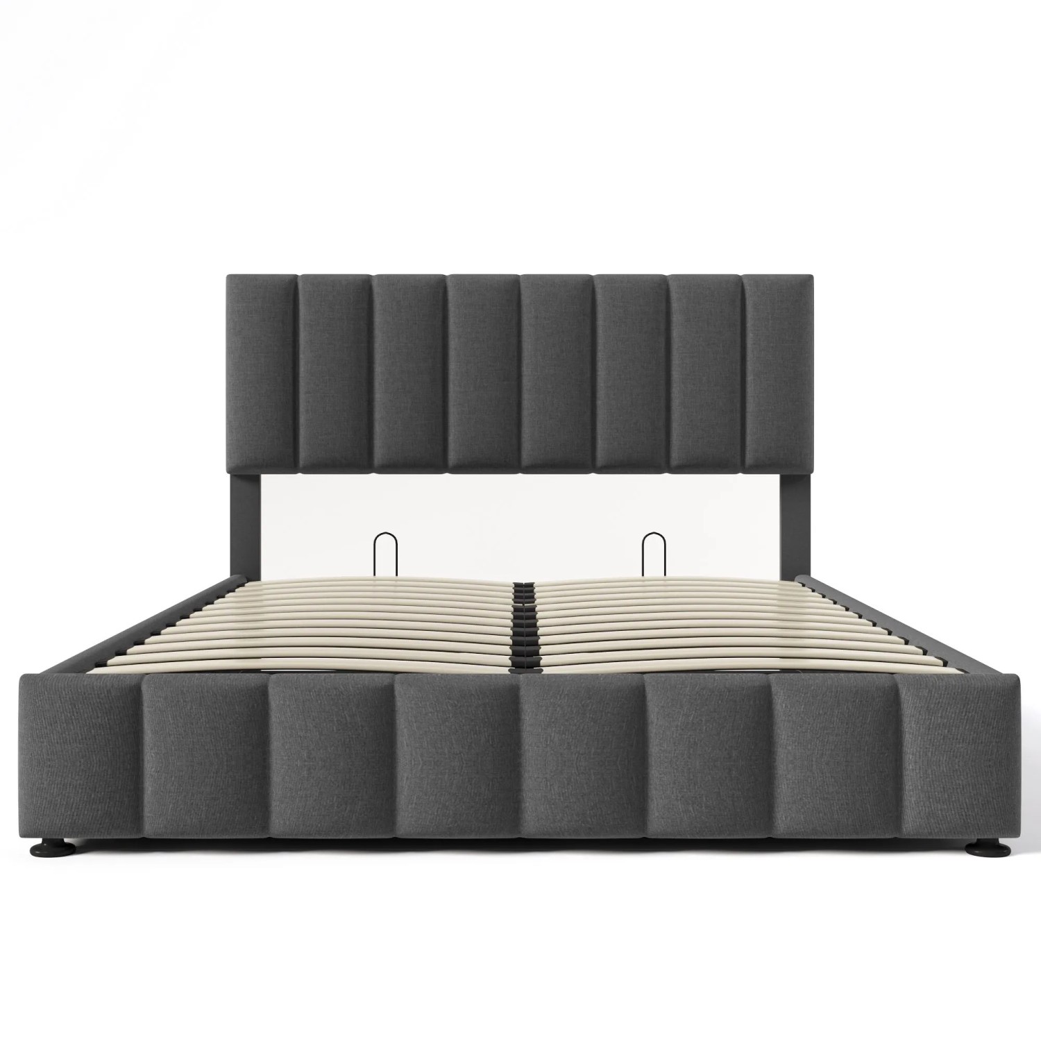 okwish Polsterbett 140x200cm mit Hydraulischem Stauraum Kopfteil Jugendzimmer Grau ohne Matratze
