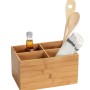 Wenko Bambus Box Terra mit 4 Fächern, braune Aufbewahrungsbox für Bad, Küche und Büro.