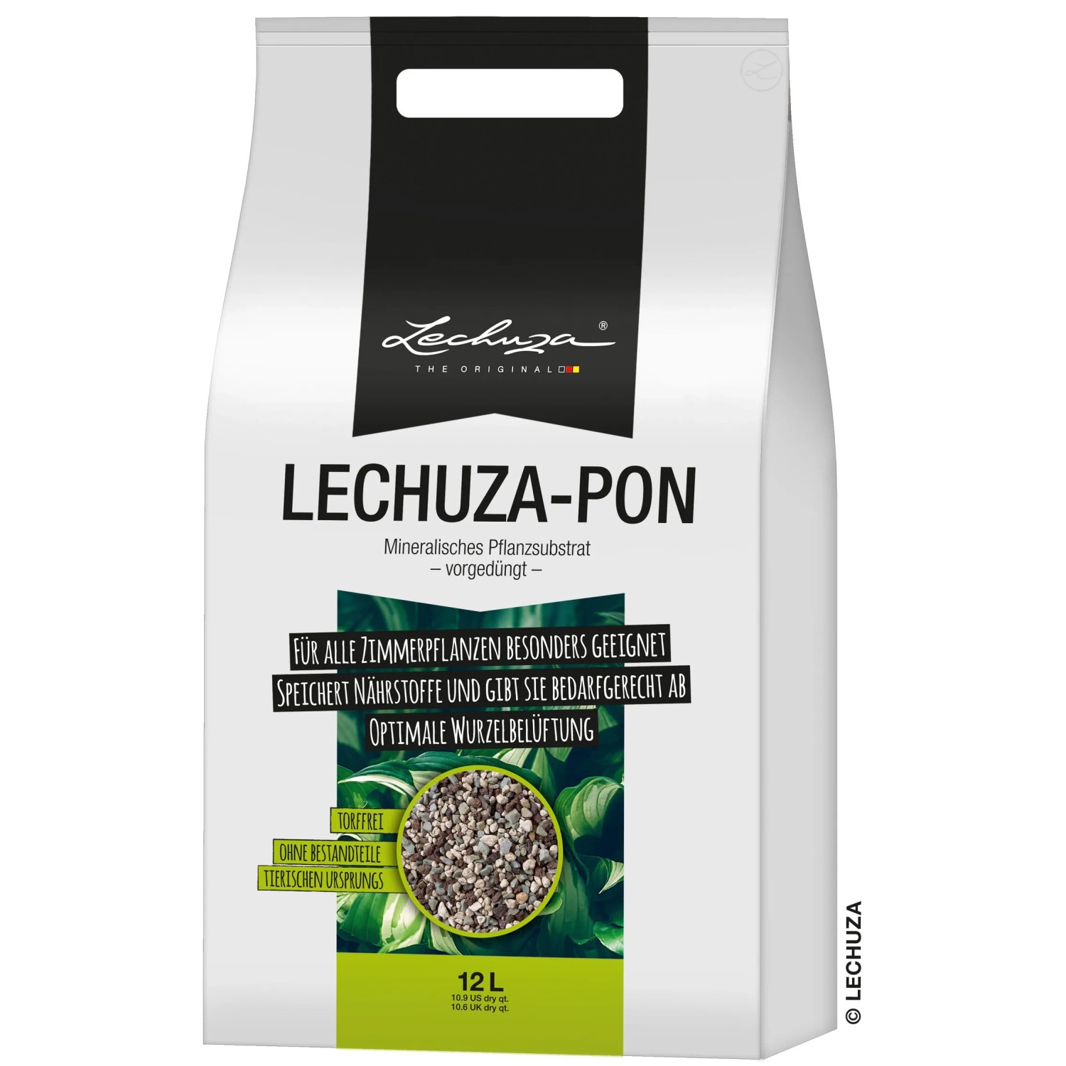 Lechuza Pon Granulat 12L Sack, mineralisches Pflanzsubstrat für Blumenkästen und Zimmerpflanzen.