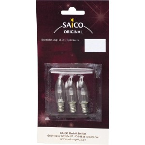 Saico LED-Riffelkerzen 3er-Pack, E10 Fassung, für Weihnachtsdekoration.
