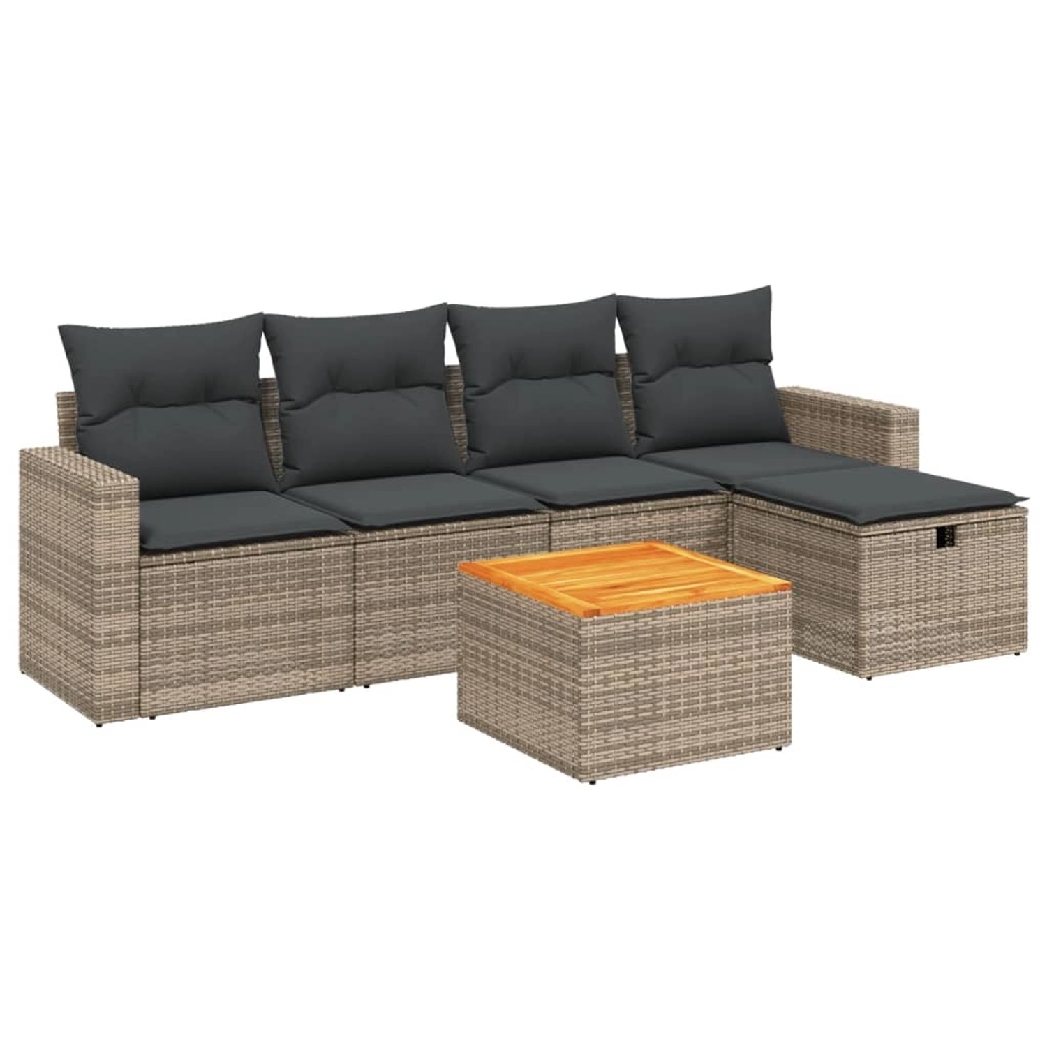 vidaXL 6-Tlg Garten-Sofagarnitur mit Kissen Grau Poly Rattan 3264833 günstig online kaufen