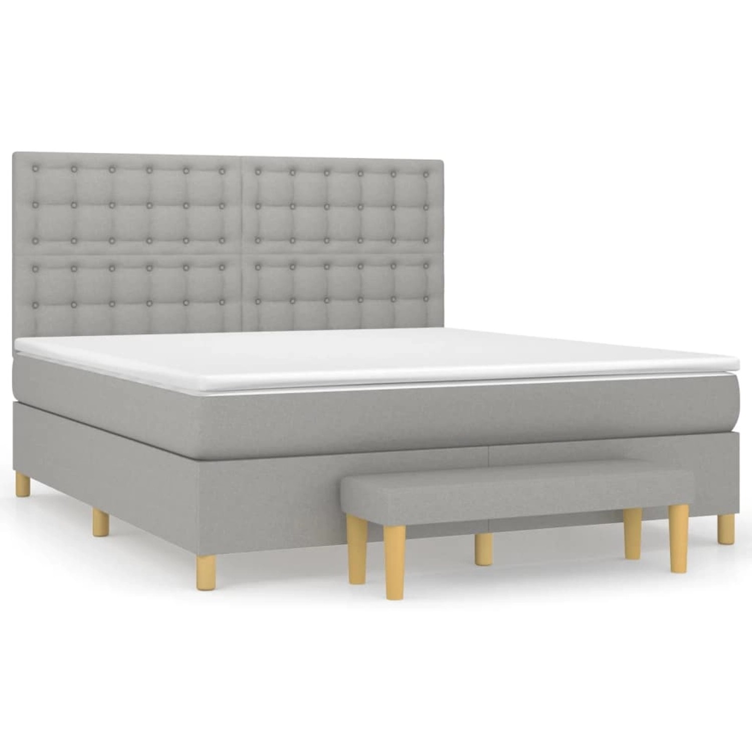 vidaXL Boxspringbett Boxspringbett mit Matratze Hellgrau 180x200 cm Stoff B günstig online kaufen